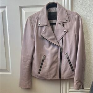 All Saints Light Pink Leather Jacket
